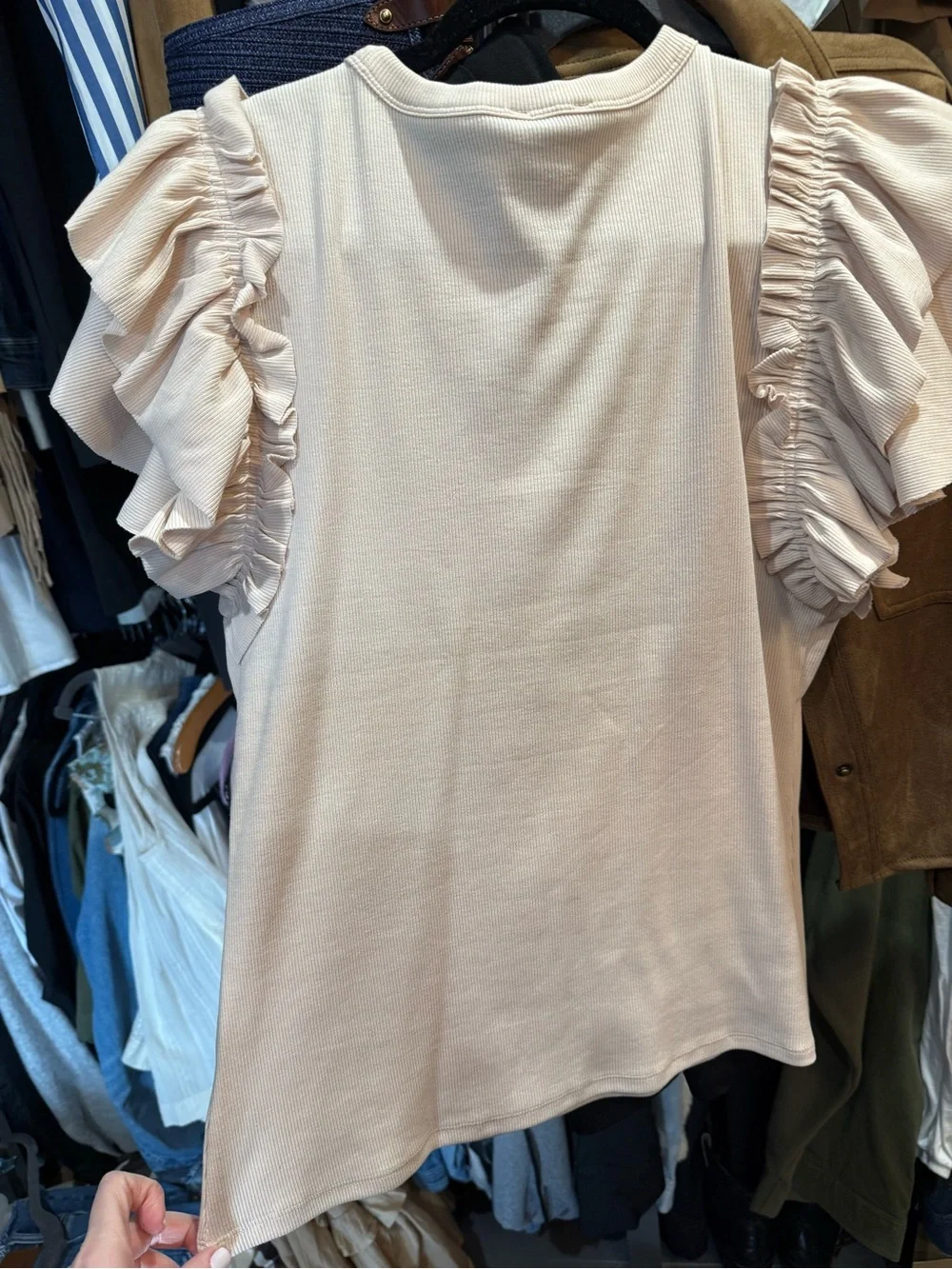 Express Cream Ruffle-Sleeve Tank Top - Picture 3 of 3